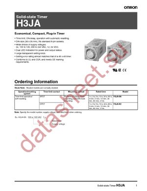 H3JA-8A AC200-240 5M datasheet  
